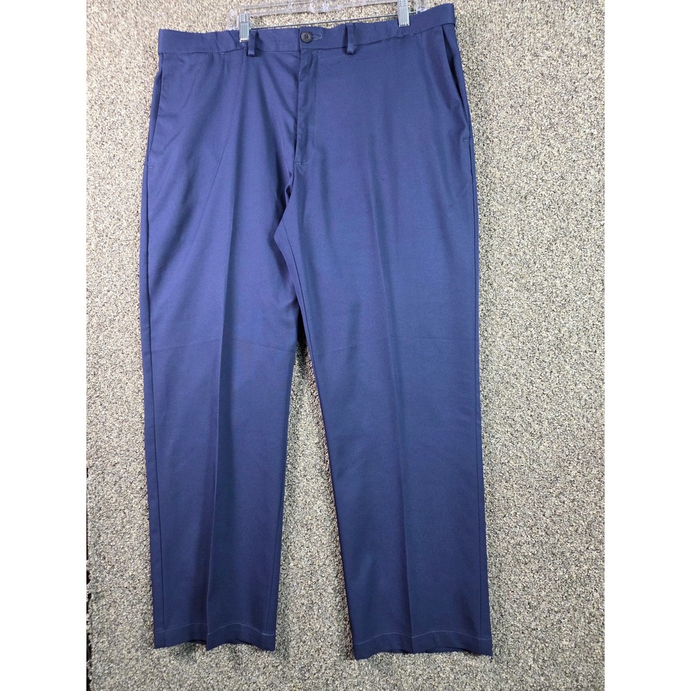 Haggar Cool Right Performance Flex Pants‎ Mens 42x30 Blue Flat Front Trousers